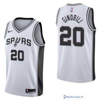 Maillot NBA Pas Cher San Antonio Spurs Manu Ginóbili 20 Blanc Association 2017/18