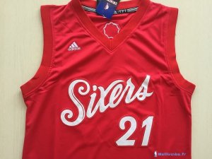 Maillot NBA Pas Cher Noël Philadelphi Sixers Joel Embiid 21 Rouge