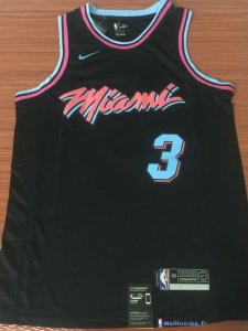 Maillot NBA Pas Cher Miami Heat Dwyane Wade 3 Nike Noir Ville 2017/18