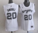 Maillot NBA Pas Cher San Antonio Spurs Femme Manu Ginóbili 20 Blanc