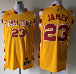 Maillot NBA Pas Cher Cleveland Cavaliers LeBron James 23 Jaune Dentelle