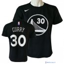 Maillot Manche Courte Golden State Warriors Stephen Curry 30 Nike Noir