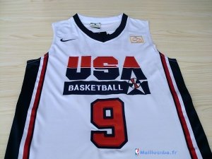 Maillot NBA Pas Cher USA 1992 Jordan 9 Blanc