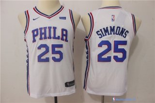 Maillot NBA Pas Cher Philadelphia Sixers Junior Ben Simmons 25 Blanc 2017/18