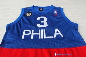 Maillot NBA Pas Cher Philadelphia Sixers Allen Iverson 3 Retro Bleu Rouge