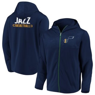 Utah Jazz Fanatics Branded Navy Iconic Defender Mission Performance Primary Logo Full-Zip Hoodie