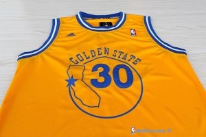 Maillot NBA Pas Cher Golden State Warriors Stephen Curry 30 Retro Jaune