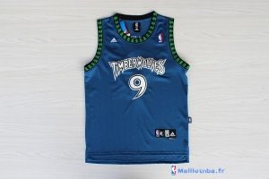 Maillot NBA Pas Cher Minnesota Timberwolves Ricky Rubio 9 Retro Bleu