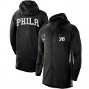 Philadelphia 76ers Nike Heathered Black Authentic Showtime Therma Flex Performance Full-Zip Hoodie