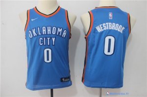 Maillot NBA Pas Cher Oklahoma City Thunder Junior Russell Westbrook 0 Bleu Icon 2017/18