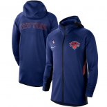 New York Knicks Nike Blue Authentic Showtime Therma Flex Performance Full-Zip Hoodie