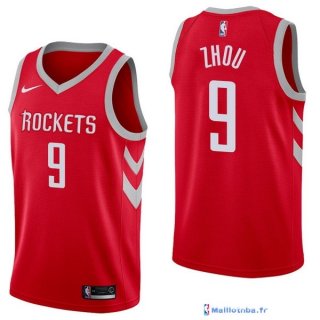 Maillot NBA Pas Cher Houston Rockets Zhou Qi 9 Rouge Icon 2017/18