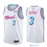 Maillot NBA Pas Cher Miami Heat Dwyane Wade 3 Blanc Ville 2017/18