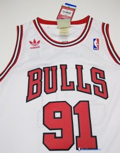 Maillot NBA Pas Cher Chicago Bulls Dennis Rodman 91 Blanc