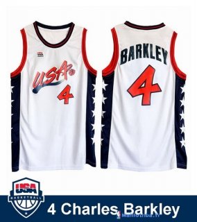 Maillot NBA Pas Cher USA 1996 Charles Barkley 4 Blanc