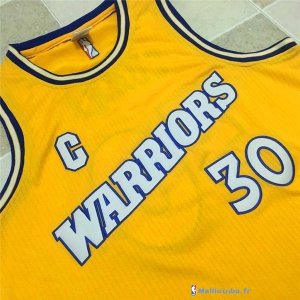 Maillot NBA Pas Cher Golden State Warriors Stephen Curry 30 Retro Jaune Blanc