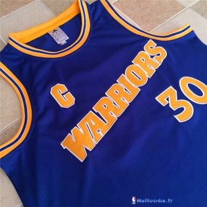 Maillot NBA Pas Cher Golden State Warriors Stephen Curry 30 Retro Bleu Jaune