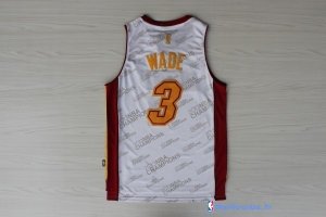 Maillot NBA Pas Cher Miami Heat Dwyane Wade 3 Blanc Or