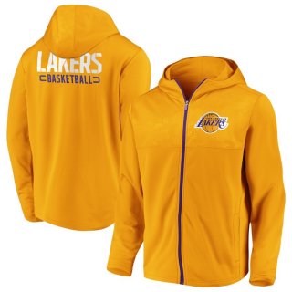 Los Angeles Lakers Fanatics Branded Gold Iconic Defender Mission Performance Primary Logo Full-Zip Hoodie