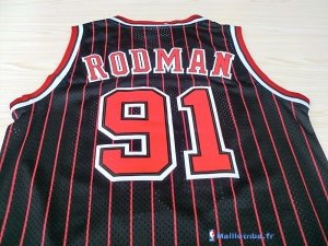 Maillot NBA Pas Cher Chicago Bulls Dennis Rodman 91 Noir Bande