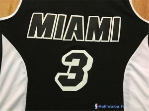 Maillot NBA Pas Cher Miami Heat Dwyane Wade 3 Noir Blanc