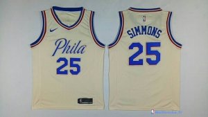 Maillot NBA Pas Cher Philadelphia Sixers Ben Simmons 25 Nike Crema Ville 2017/18