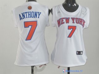 Maillot NBA Pas Cher New York Knicks Femme Carmelo Anthony 7 Blanc Orange