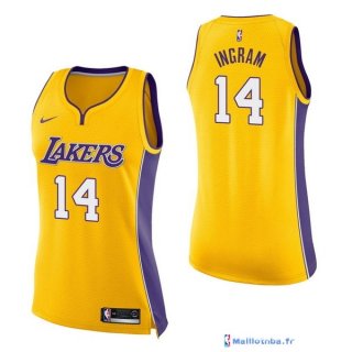 Maillot NBA Pas Cher Los Angeles Lakers Femme Brandon Ingram 14 Jaune Icon 2017/18