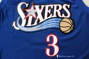 Maillot NBA Pas Cher Philadelphia Sixers Allen Iverson 3 10 Anniversaire Bleu