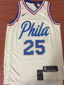 Maillot NBA Pas Cher Philadelphia Sixers Ben Simmons 25 Nike Crema Ville 2017/18