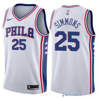 Maillot NBA Pas Cher Philadelphia Sixers Ben Simmons 25 Blanc Association 2017/18