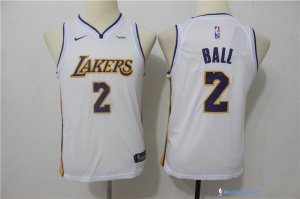 Maillot NBA Pas Cher Los Angeles Lakers Junior Lonzo Ball 2 Blanc 2017/18