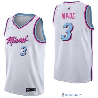 Maillot NBA Pas Cher Miami Heat Dwyane Wade 3 Nike Blanc Ville 2017/18