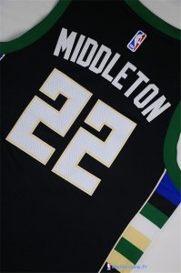 Maillot NBA Pas Cher Milwaukee Bucks Khris Middleton 22 Noir