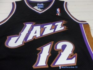 Maillot NBA Pas Cher Utah Jazz John Stockton 12 Retro Noir