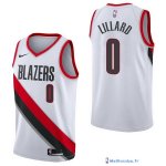 Maillot NBA Pas Cher Portland Trail Blazers Damian Lillard 0 Blanc Association 2017/18