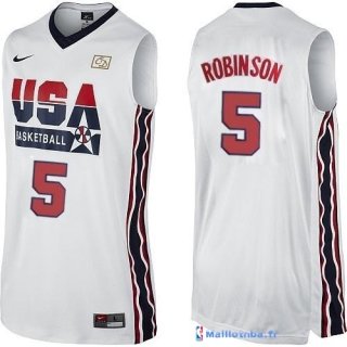 Maillot NBA Pas Cher USA 1992 David Robinson 5 Blanc