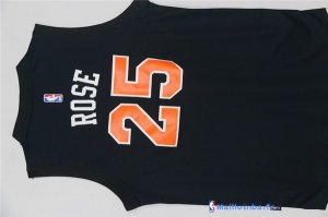 Maillot NBA Pas Cher New York Knicks Derrick Rose 25 Noir Orange