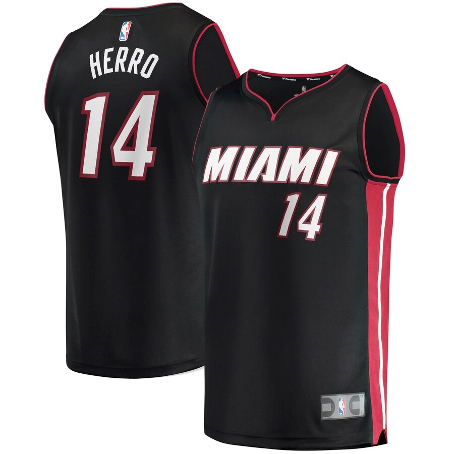 Miami Heat Tyler Herro Fanatics Branded Black Fast Break Replica Jersey ...