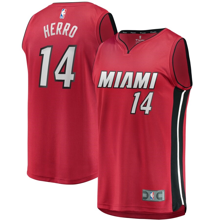 Miami Heat Tyler Herro Fanatics Branded Red Fast Break Replica Jersey ...