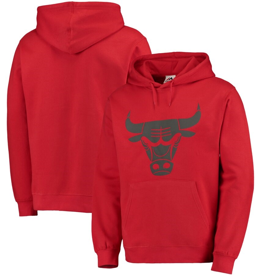 Chicago Bulls Majestic Red Reflective Tek Patch Hoodie - Maillot Basket ...