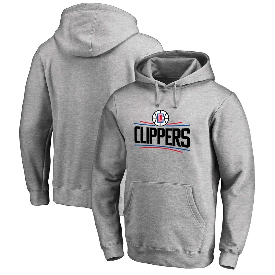 LA Clippers Fanatics Branded Heathered Gray Primary Logo Pullover ...