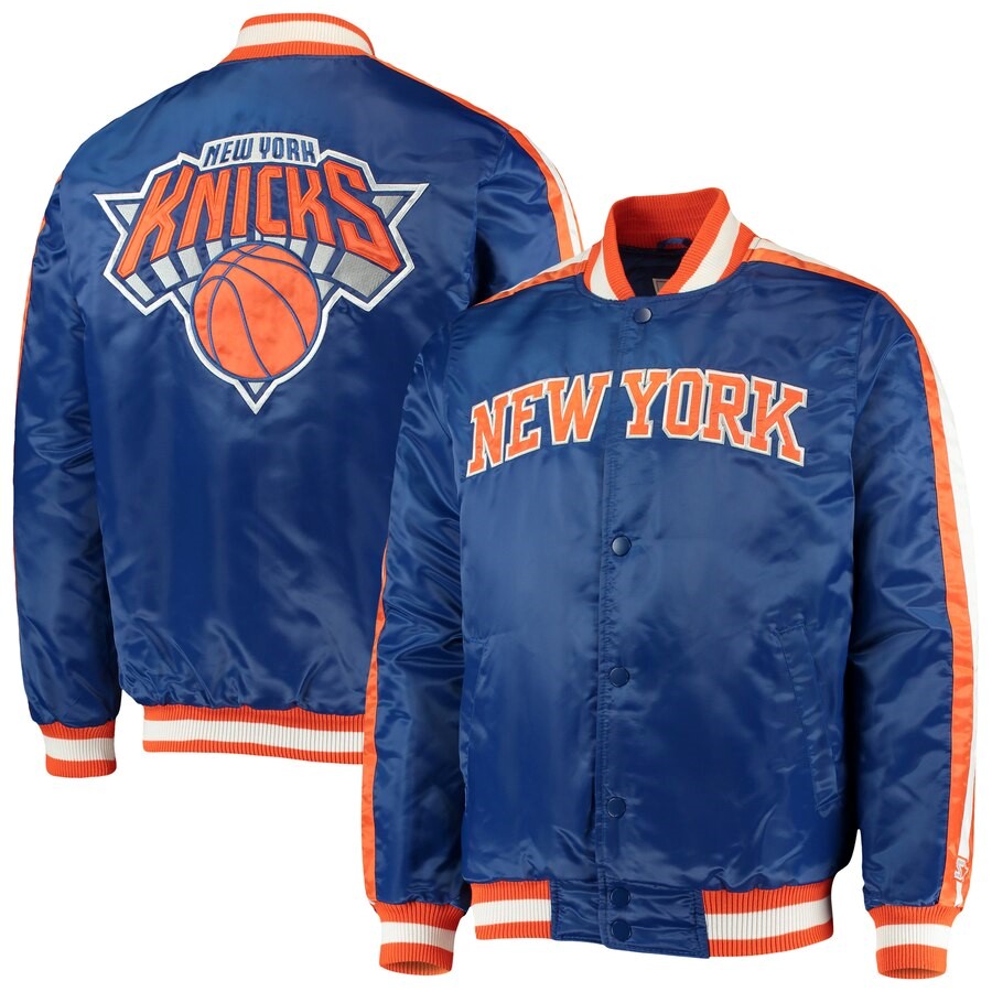 New York Knicks Starter Blue The Offensive Varsity Satin Full-Snap ...