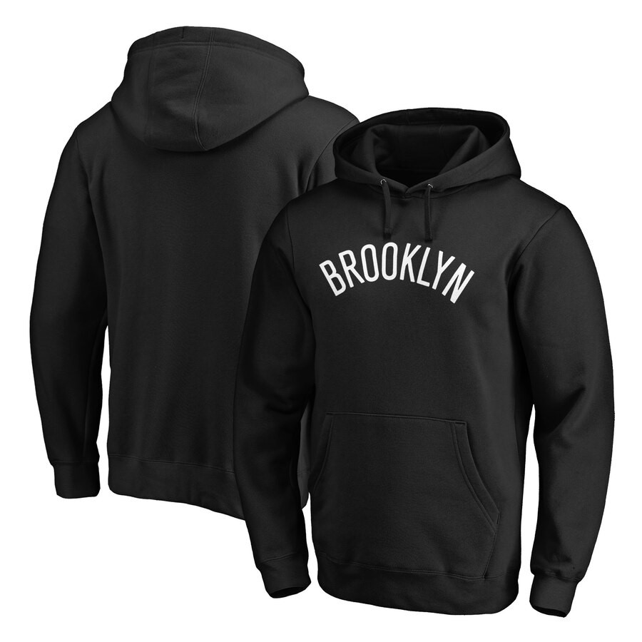 Brooklyn Nets Fanatics Branded Black Team Wordmark Pullover Hoodie ...