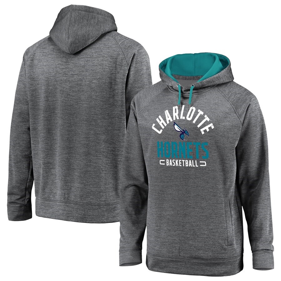 Charlotte Hornets Fanatics Branded Gray Battle Charged Pullover Hoodie ...