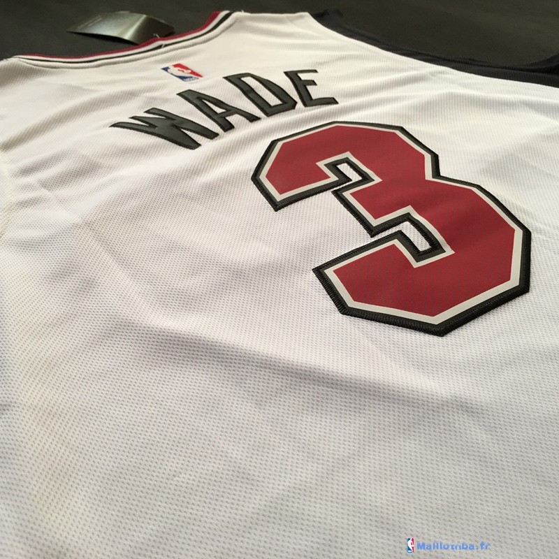 Maillot NBA Pas Cher Miami Heat Dwyane Wade 3 Retro Blanc - Maillot ...