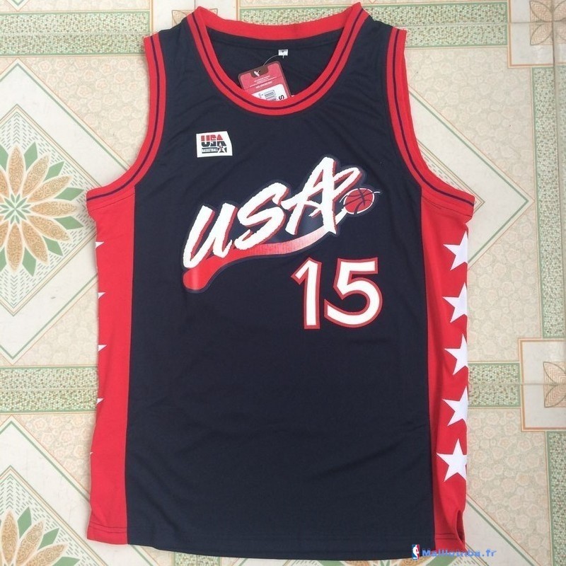 Maillot NBA Pas Cher USA 1996 Hakeem Olajuwon 15 Noir - Maillot Basket ...